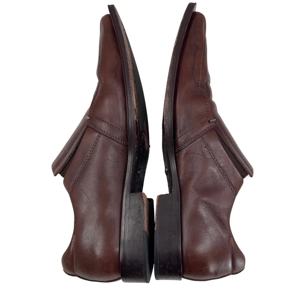 Ferracini Mens 7 Brown Leather Shoes Square Toe Beatnik Revival Retrocore Brazil